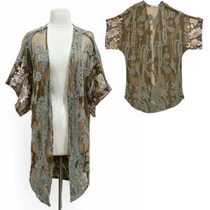 Origami by Vivian Crochet Floral Lace Kimono Cardigan Free Size